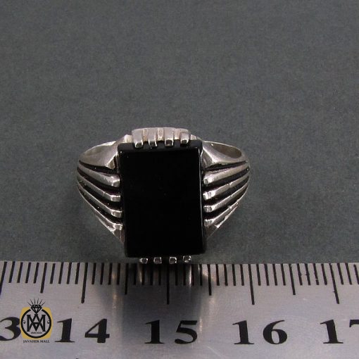 انگشتر عقیق سیاه مردانه - کد 8339 - تصویر 4