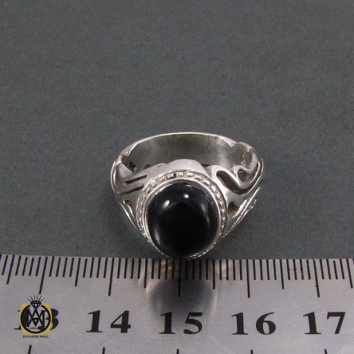 انگشتر عقیق سیاه مردانه - کد 8341 - تصویر 4
