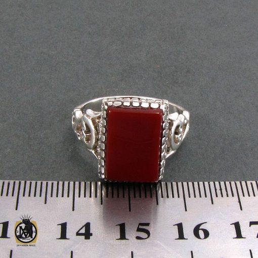 انگشتر عقیق قرمز مردانه - کد 8344 - تصویر 4