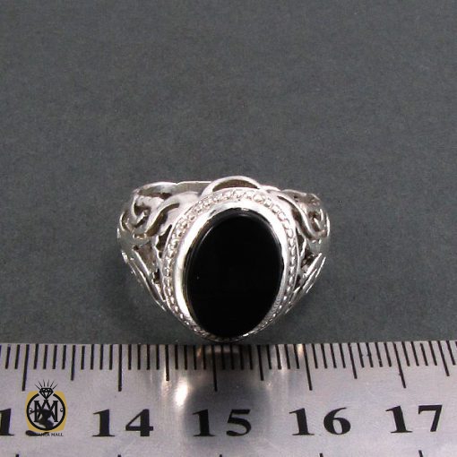 انگشتر عقیق سیاه مردانه - کد 8345 - تصویر 4