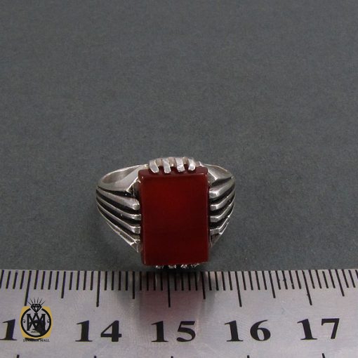 انگشتر عقیق قرمز مردانه - کد 8346 - تصویر 4