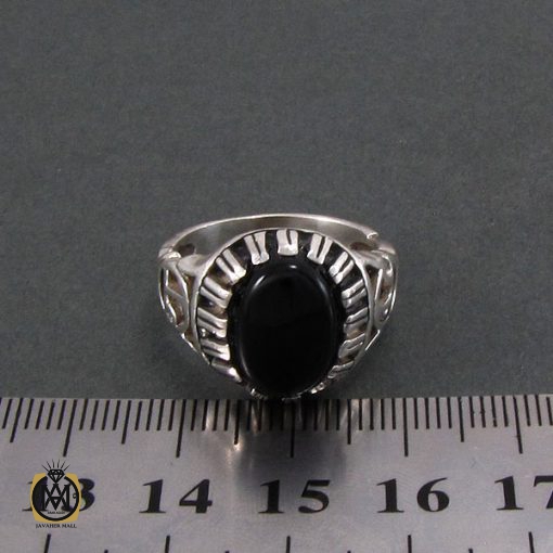 انگشتر عقیق سیاه مردانه - کد 8347 - تصویر 4
