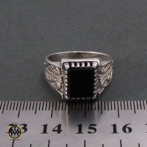 انگشتر عقیق سیاه مردانه - کد 8349 - تصویر 4