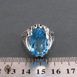 انگشتر توپاز آبی مردانه اصل معدنی و مرغوب - کد 8178 - تصویر 4