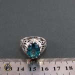 انگشتر نقره مردانه با نگین توپاز سبز - کد 8184 - تصویر 4