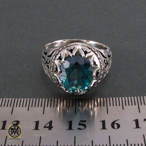 انگشتر نقره مردانه با نگین توپاز - کد 8185 - تصویر 4