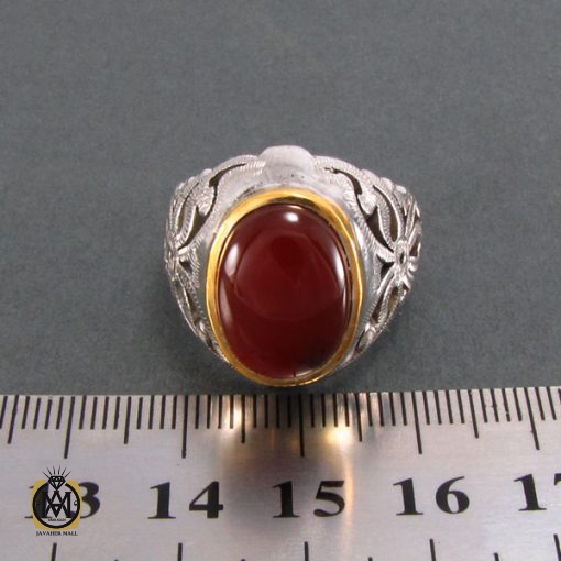انگشتر عقیق یمن مردانه مرغوب و خوش رنگ - کد 8203 - تصویر 4
