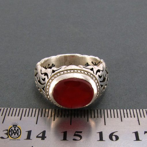 انگشتر عقیق یمن طرح صفوی مردانه - کد 8207 - تصویر 4