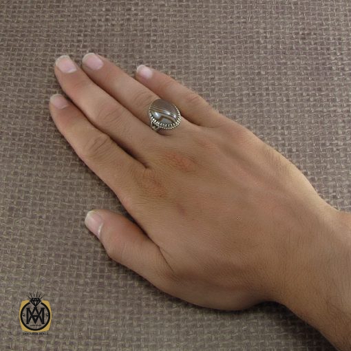 انگشتر عقیق سلیمانی مردانه - کد 8234 - تصویر 5