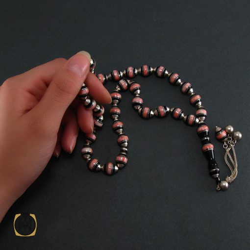 تسبیح یسر ، مرجان و نقره 33 دانه مرغوب و اعلا - کد 4092 - تصویر 5