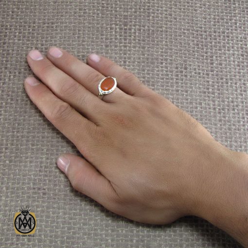 انگشتر عقیق یمن مردانه با حکاکی و من یتق الله - کد 8240 - تصویر 5