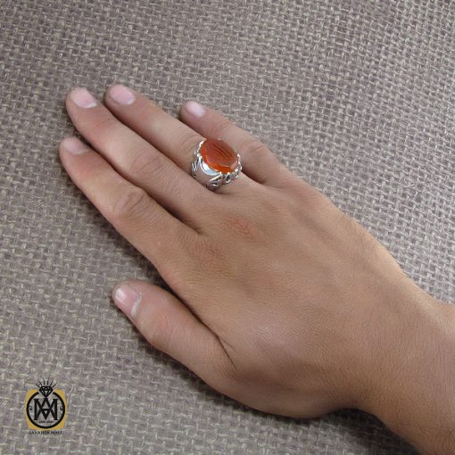 انگشتر عقیق یمن مردانه با حکاکی علی ولی الله - کد 8251 - تصویر 5