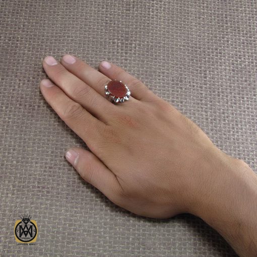 5 انگشتر عقیق یمن مردانه با حکاکی یا حجه بن الحسن العسکری - کد 8253 - تصویر 5