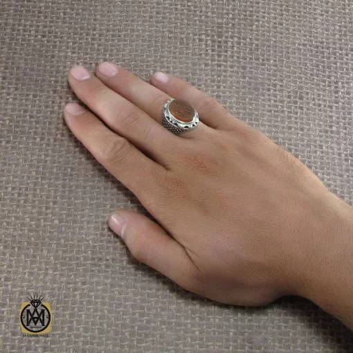 انگشتر عقیق یمن مردانه با حکاکی یا رفیع الدرجات - کد 8259 - تصویر 5