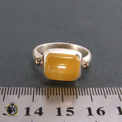 انگشتر عقیق یمن مردانه با حکاکی شرف الشمس استاد ضابطی - کد 8264 - تصویر 5