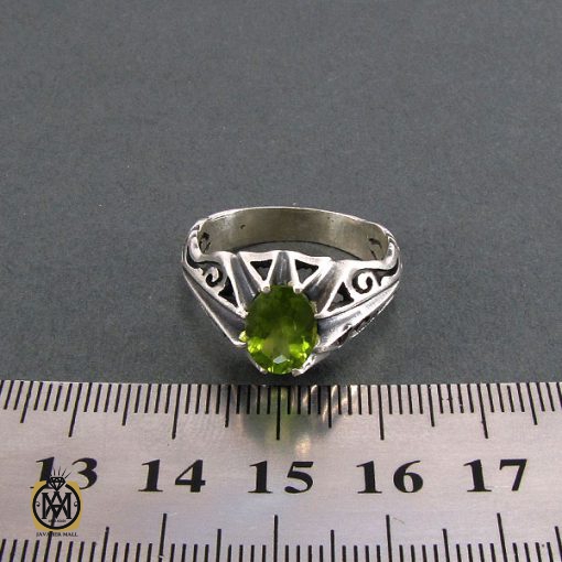 انگشتر نقره مردانه با نگین زبرجد - کد 8180 - تصویر 5