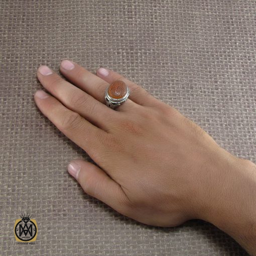 انگشتر عقیق یمن مردانه با حکاکی ان الحسین مصباح الهدی وسفینه النجاه - کد 8265 - تصویر 5