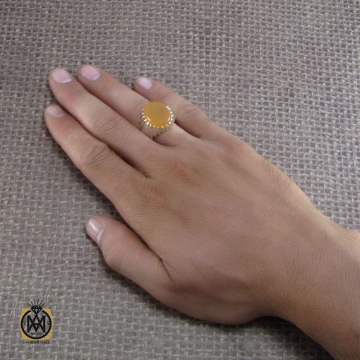 انگشتر عقیق یمن شرف الشمس با حکاکی رفع الله رایة العباس - کد 8266 - تصویر 5