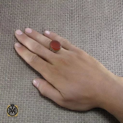 انگشتر عقیق یمن با حکاکی ماشاالله لا قوه الا بالله ان ترن انا اقل منک مالا و ولدا - کد 8268 - تصویر 5