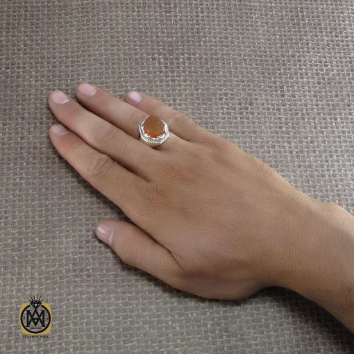 انگشتر عقیق یمن مردانه با حکاکی یا باقر علم النبی - کد 8274 - تصویر 5