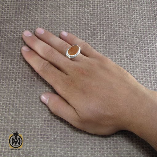 انگشتر عقیق یمن مردانه با حکاکی علی رکن الایمان - کد 8278 - تصویر 5