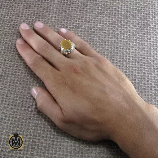انگشتر عقیق یمن با حکاکی بسم الله الرحمن الرحيم - کد 8281 - تصویر 5