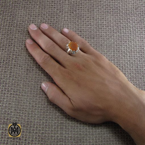 انگشتر عقیق یمن با حکاکی یا جواد ابن الرضا - کد 8285 - تصویر 5