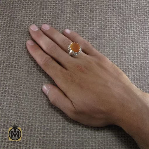 انگشتر عقیق یمن با حکاکی یا جواد ابن الرضا - کد 8285 - تصویر 5