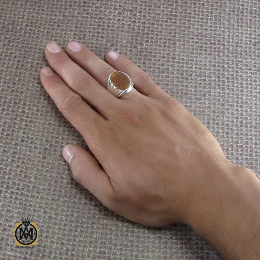 انگشتر عقیق یمن با حکاکی یا مولای یا امیرالمومنین - کد 8291 - تصویر 4