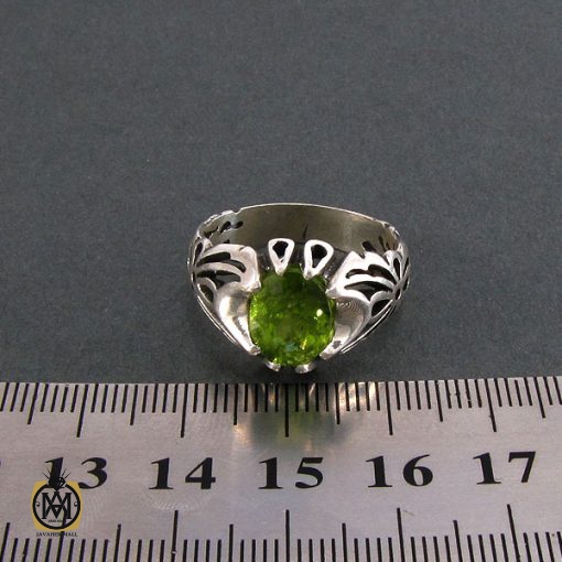 انگشتر نقره مردانه با نگین زبرجد - کد 8183 - تصویر 5