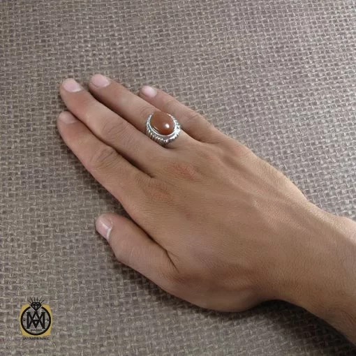 انگشتر عقیق یمن مردانه - کد 8296 - تصویر 5