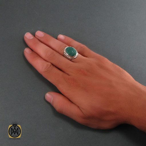 انگشتر عقیق سبز مردانه - کد 8311 - تصویر 5