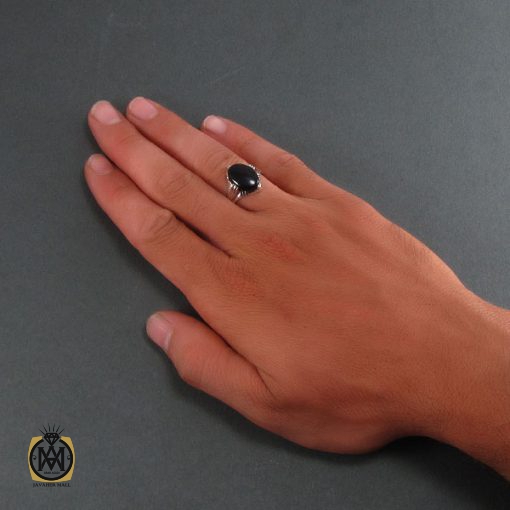 انگشتر عقیق سیاه مردانه - کد 8312 - تصویر 5