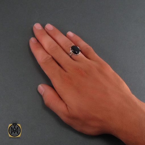 انگشتر عقیق سیاه مردانه - کد 8316 - تصویر 5