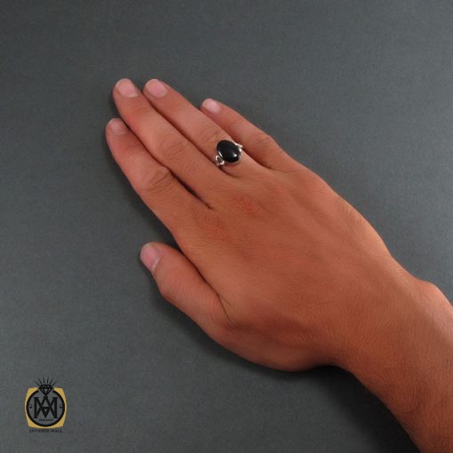انگشتر عقیق سیاه مردانه - کد 8318 - تصویر 5