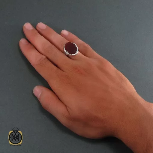 انگشتر عقیق قرمز مردانه - کد 8322 - تصویر 5
