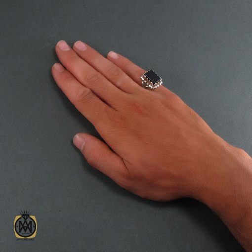 انگشتر عقیق سیاه مردانه - کد 8326 - تصویر 5