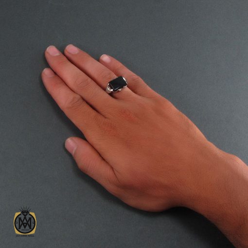 انگشتر عقیق سیاه مردانه - کد 8328 - تصویر 5
