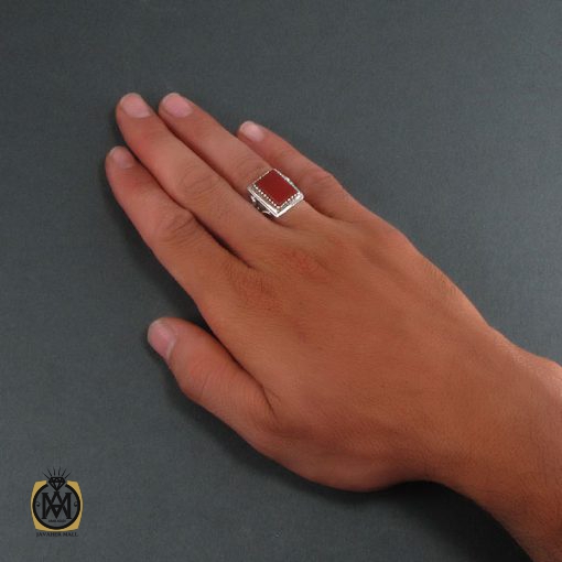 انگشتر عقیق قرمز مردانه - کد 8330 - تصویر 5
