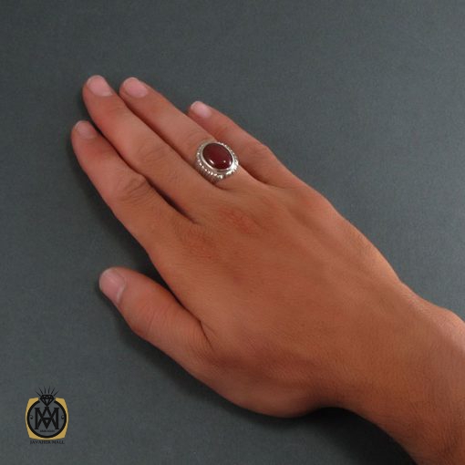 5 انگشتر عقیق قرمز مردانه - کد 8332 - تصویر 5
