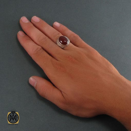 5 انگشتر عقیق قرمز مردانه - کد 8334 - تصویر 5