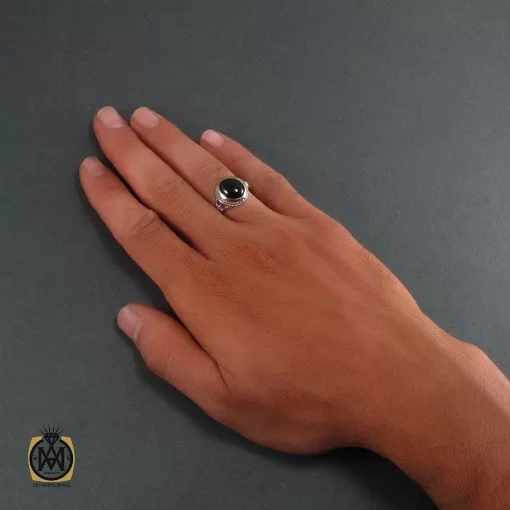 انگشتر عقیق سیاه مردانه - کد 8335 - تصویر 5