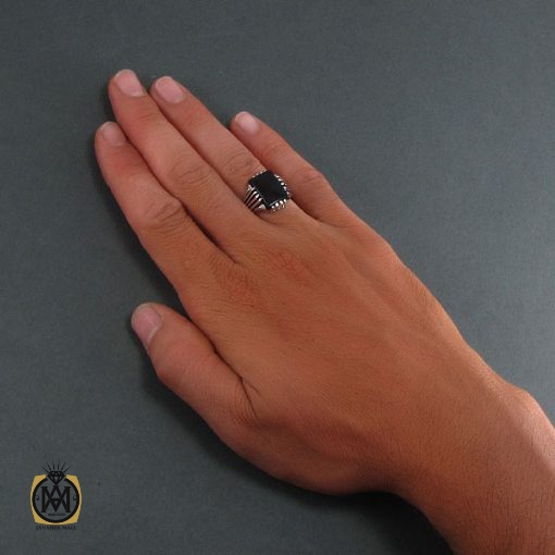 انگشتر عقیق سیاه مردانه - کد 8339 - تصویر 5