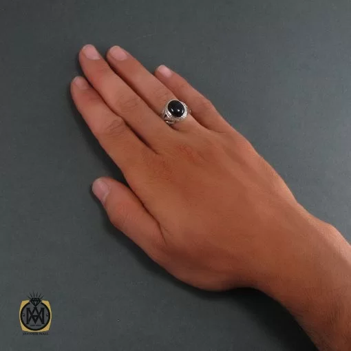 انگشتر عقیق سیاه مردانه - کد 8341 - تصویر 5