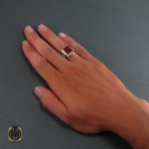 انگشتر عقیق قرمز مردانه - کد 8342 - تصویر 5