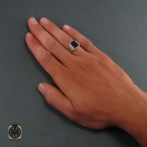 5 انگشتر عقیق سیاه مردانه - کد 8343 - تصویر 5