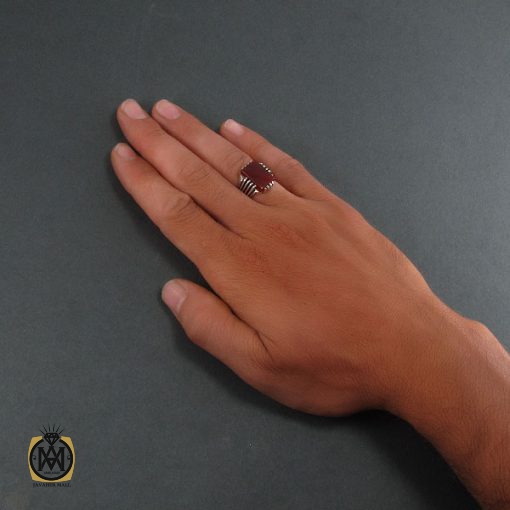 انگشتر عقیق قرمز مردانه - کد 8346 - تصویر 5