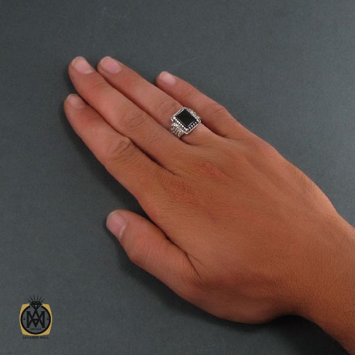 انگشتر عقیق سیاه مردانه - کد 8349 - تصویر 5