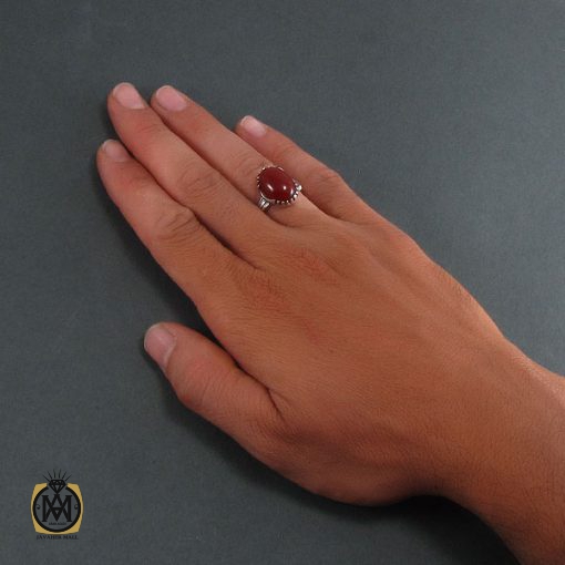 انگشتر عقیق قرمز مردانه - کد 8350 - تصویر 5