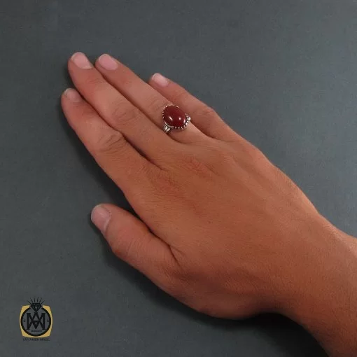 انگشتر عقیق قرمز مردانه - کد 8350 - تصویر 5